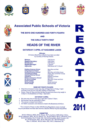 2011 regatta program cover